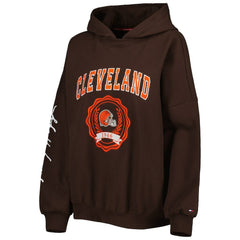 Cleveland Browns Tommy Hilfiger Women's Becca Drop Shoulder Pullover Hoodie Brown | NFL