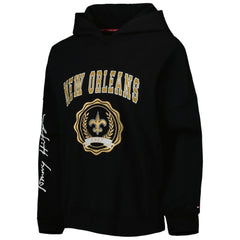New Orleans Saints Tommy Hilfiger Women's Becca Drop Shoulder Pullover Hoodie Black | NFL
