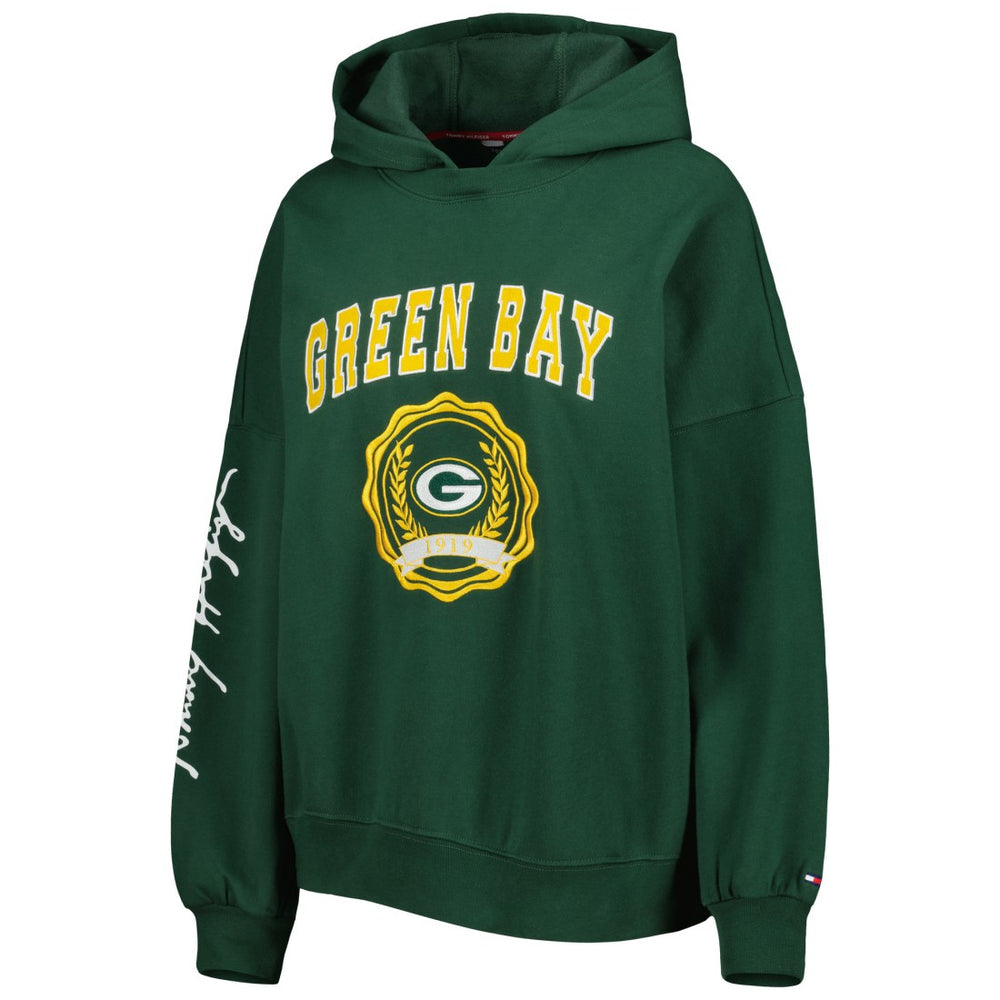 Green Bay Packers Tommy Hilfiger Women's Becca Drop Shoulder Pullover Hoodie Green | NFL