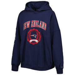New England Patriots Tommy Hilfiger Women's Becca Drop Shoulder Pullover Hoodie Navy | NFL