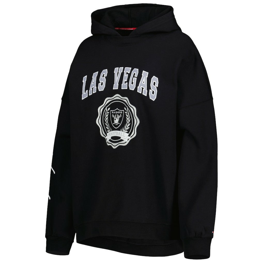 Las Vegas Raiders Tommy Hilfiger Women's Becca Drop Shoulder Pullover Hoodie Black | NFL