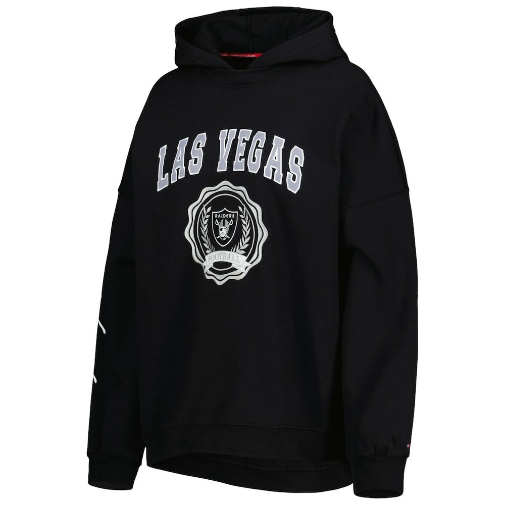 Las Vegas Raiders Tommy Hilfiger Women's Becca Drop Shoulder Pullover Hoodie Black | NFL
