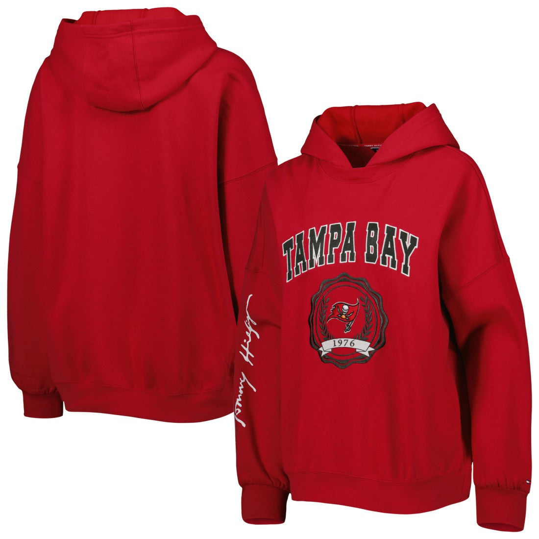 Tampa Bay Buccaneers Tommy Hilfiger Women's Becca Drop Shoulder Pullover Hoodie Red | NFL