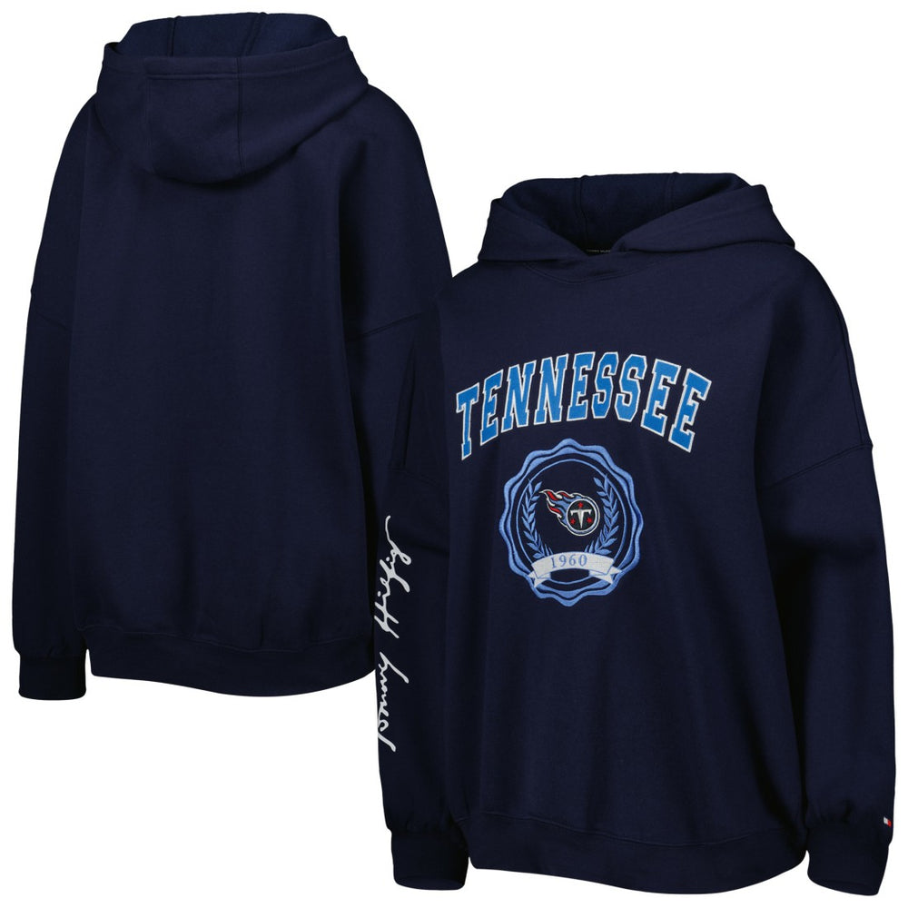 Tennessee Titans Tommy Hilfiger Women's Becca Drop Shoulder Pullover Hoodie Navy | NFL
