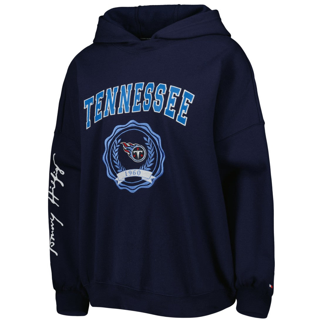 Tennessee Titans Tommy Hilfiger Women's Becca Drop Shoulder Pullover Hoodie Navy | NFL