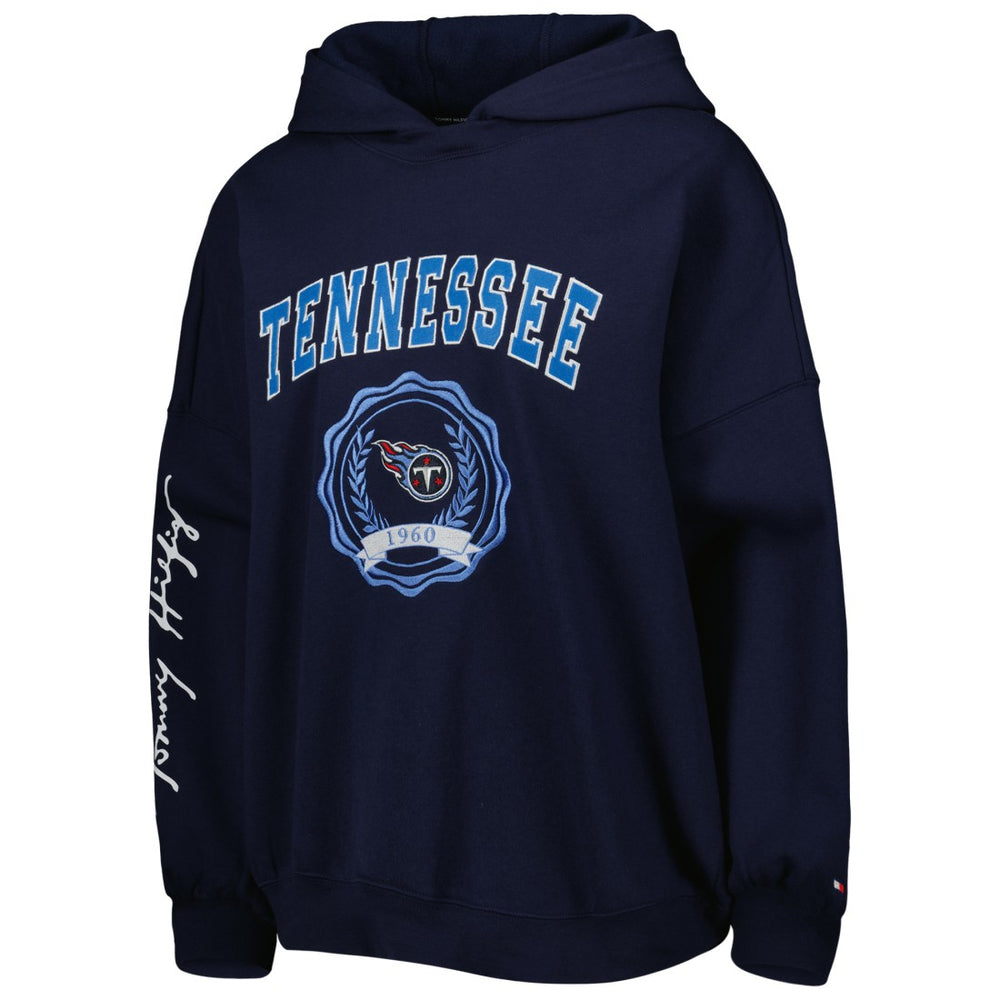 Tennessee Titans Tommy Hilfiger Women's Becca Drop Shoulder Pullover Hoodie Navy | NFL