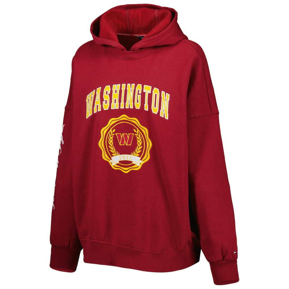 Washington Commanders Tommy Hilfiger Women's Becca Drop Shoulder Pullover Hoodie Burgundy | NFL