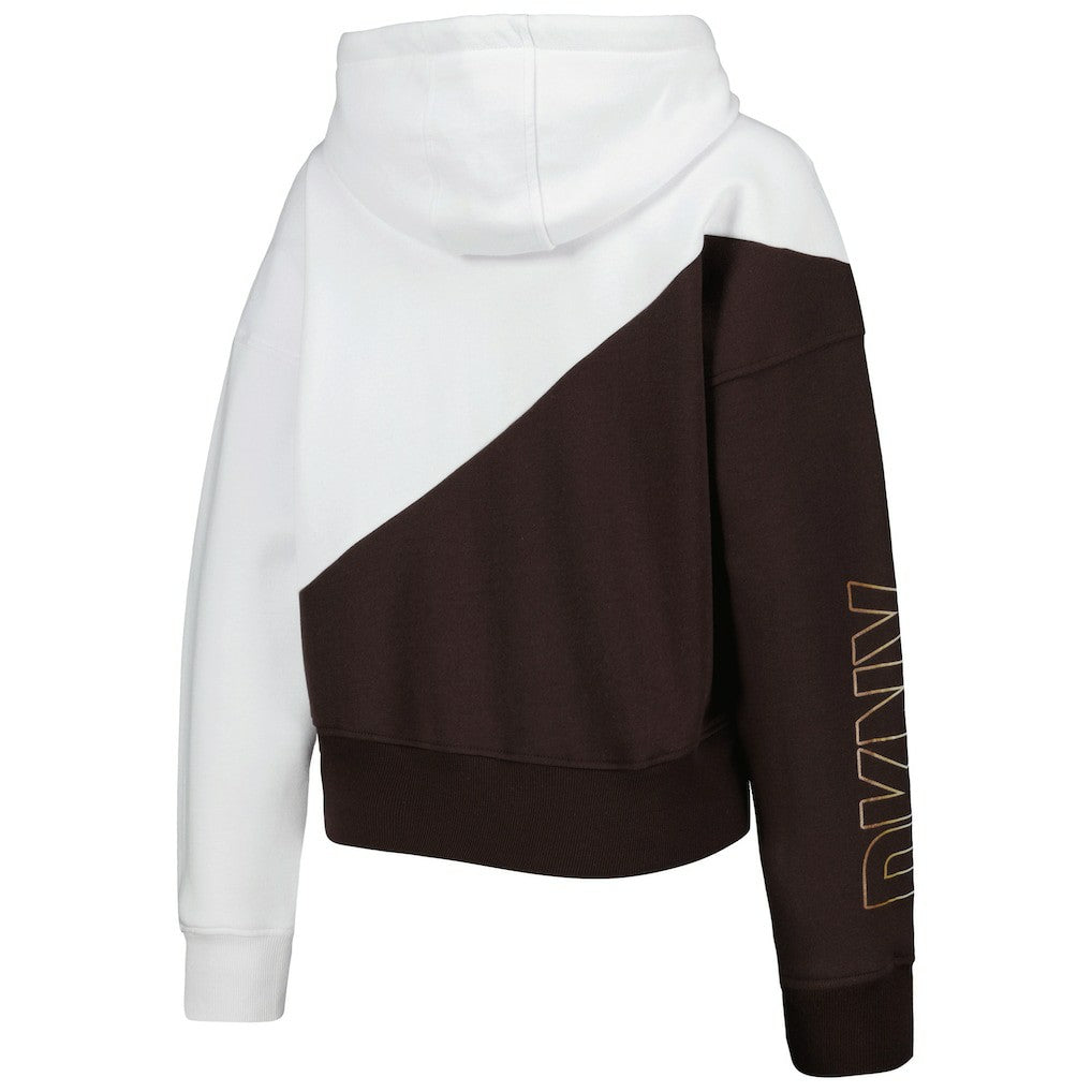 Cleveland Browns DKNY Sport Women's Bobbi Color Blocked Pullover Hoodie White/Brown | NFL