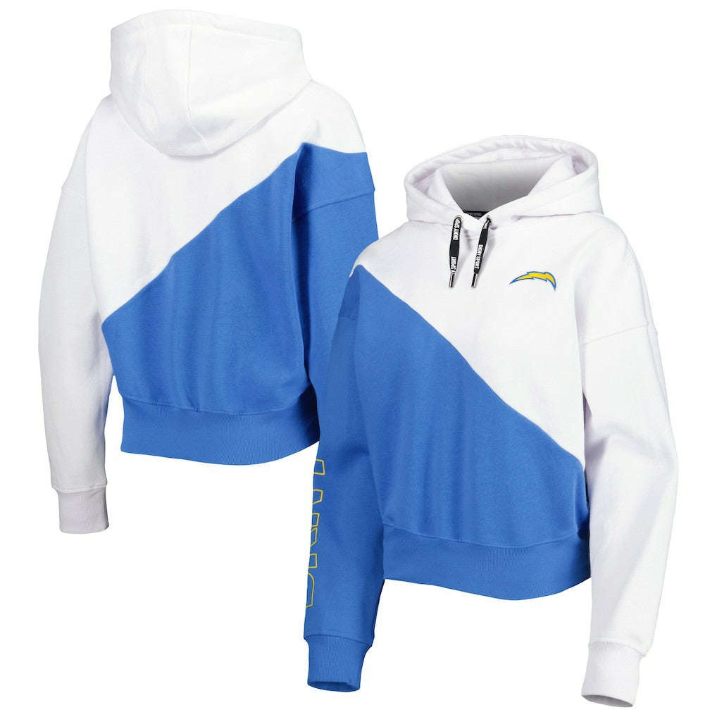 Los Angeles Chargers DKNY Sport Women's Bobbi Color Blocked Pullover Hoodie White/Powder Blue | NFL