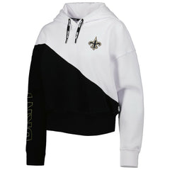 New Orleans Saints DKNY Sport Women's Bobbi Color Blocked Pullover Hoodie White/Black | NFL