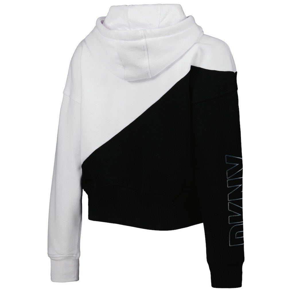 New Orleans Saints DKNY Sport Women's Bobbi Color Blocked Pullover Hoodie White/Black | NFL
