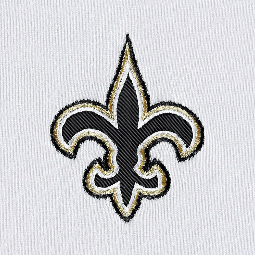 New Orleans Saints DKNY Sport Women's Bobbi Color Blocked Pullover Hoodie White/Black | NFL