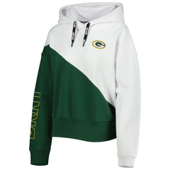 Green Bay Packers DKNY Sport Women's Bobbi Color Blocked Pullover Hoodie White/Green | NFL