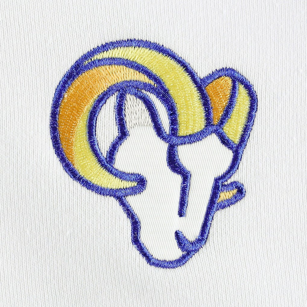 Los Angeles Rams DKNY Sport Women's Bobbi Color Blocked Pullover Hoodie White/Royal | NFL