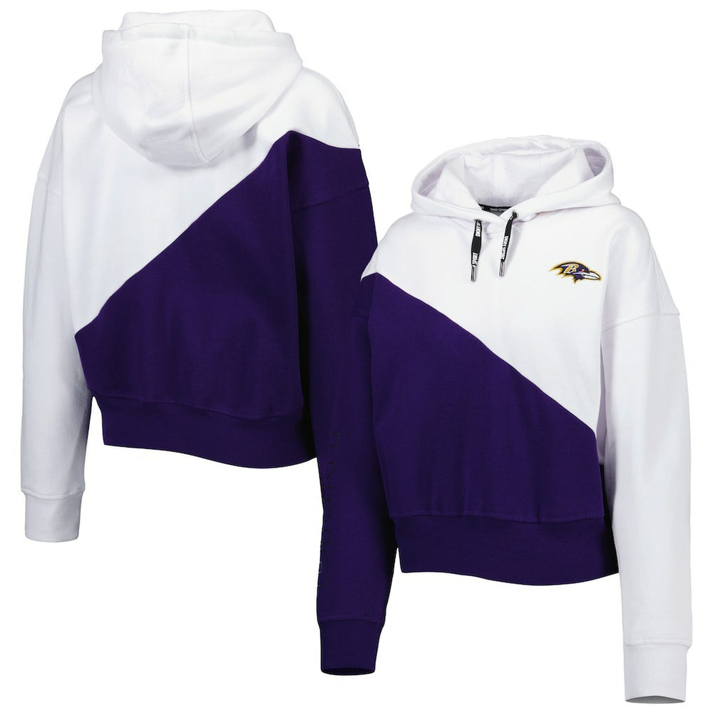 Baltimore Ravens DKNY Sport Women's Bobbi Color Blocked Pullover Hoodie White/Purple | NFL