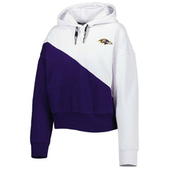 Baltimore Ravens DKNY Sport Women's Bobbi Color Blocked Pullover Hoodie White/Purple | NFL