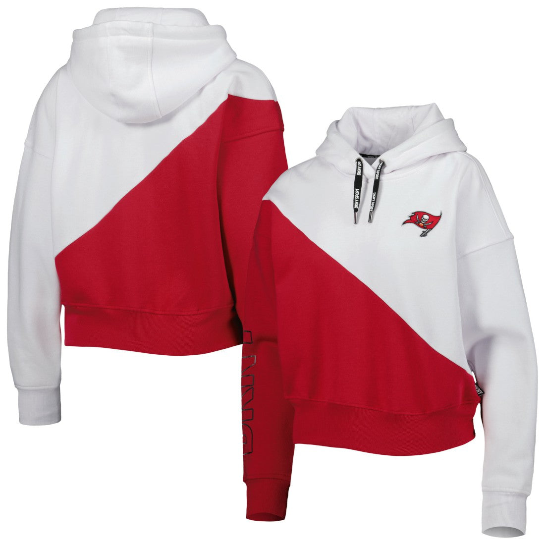 Tampa Bay Buccaneers DKNY Sport Women's Bobbi Color Blocked Pullover Hoodie White/Red | NFL