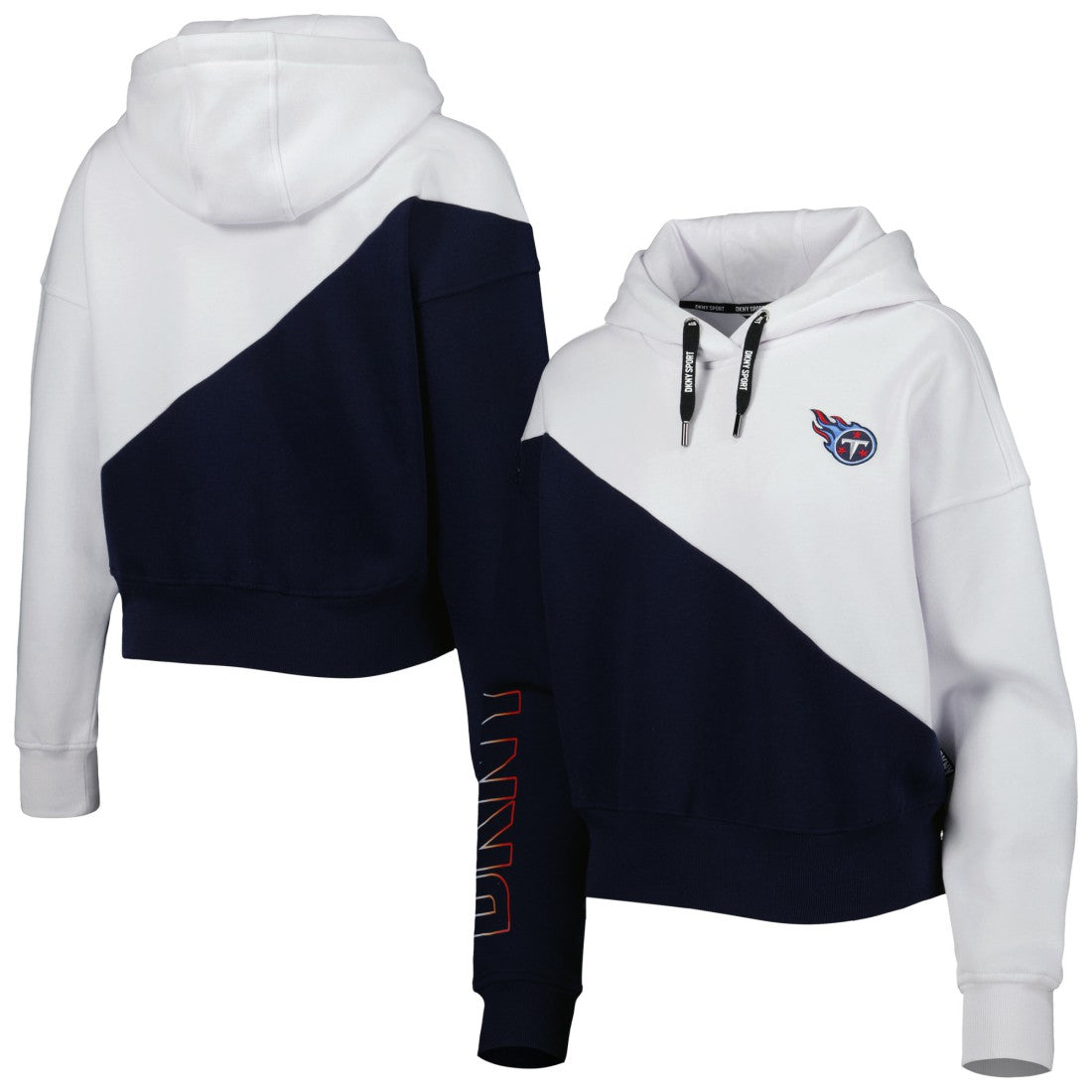 Tennessee Titans DKNY Sport Women's Bobbi Color Blocked Pullover Hoodie White/Navy | NFL