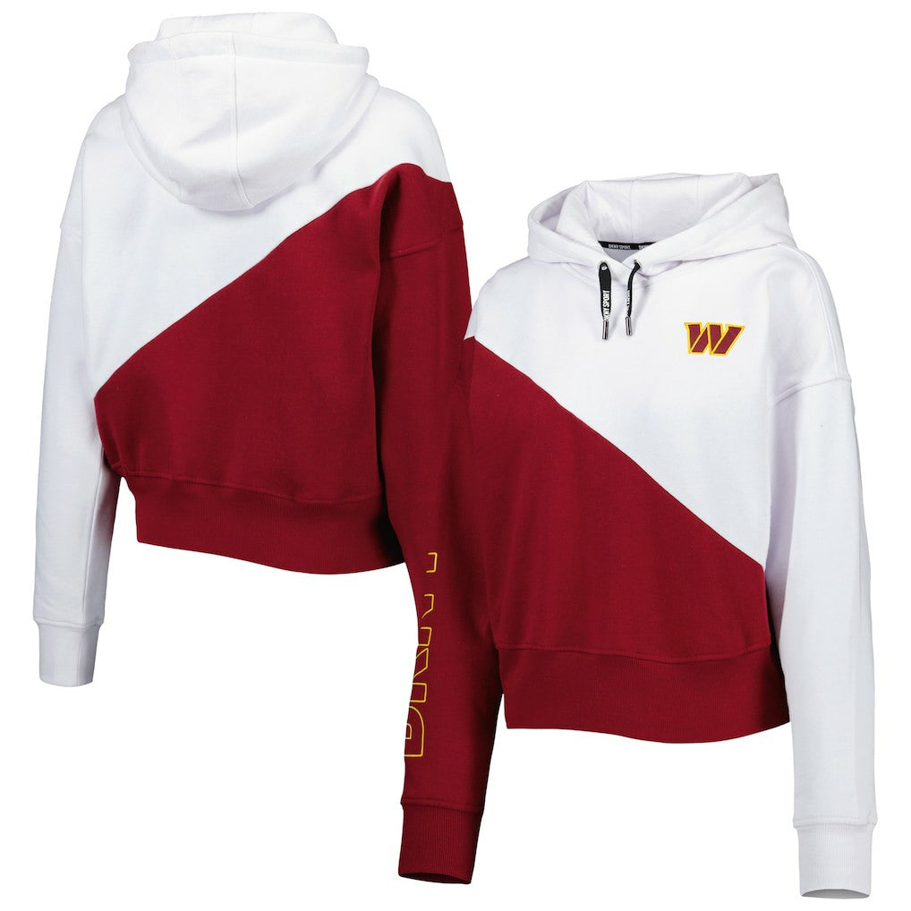 Washington Commanders DKNY Sport Women's Bobbi Color Blocked Pullover Hoodie White/Burgundy | NFL