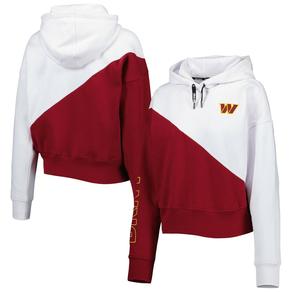 Washington Commanders DKNY Sport Women's Bobbi Color Blocked Pullover Hoodie White/Burgundy | NFL