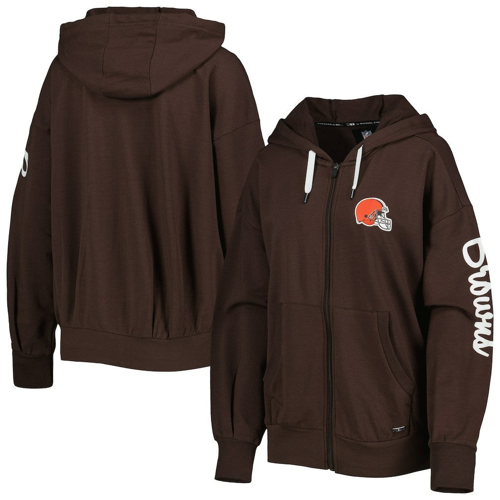 Cleveland Browns MSX by Michael Strahan Women's Emerson Lightweight Full-Zip Hoodie Brown | NFL