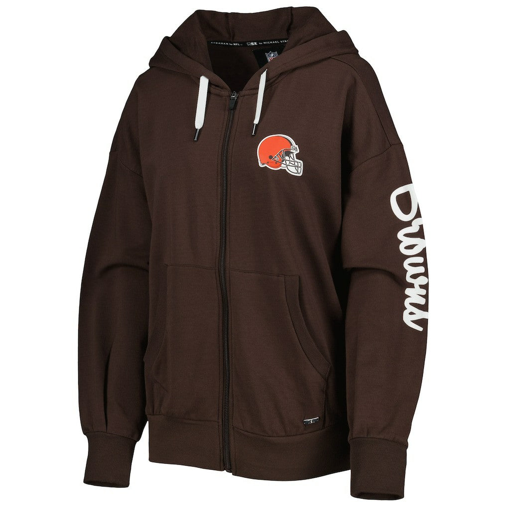 Cleveland Browns MSX by Michael Strahan Women's Emerson Lightweight Full-Zip Hoodie Brown | NFL
