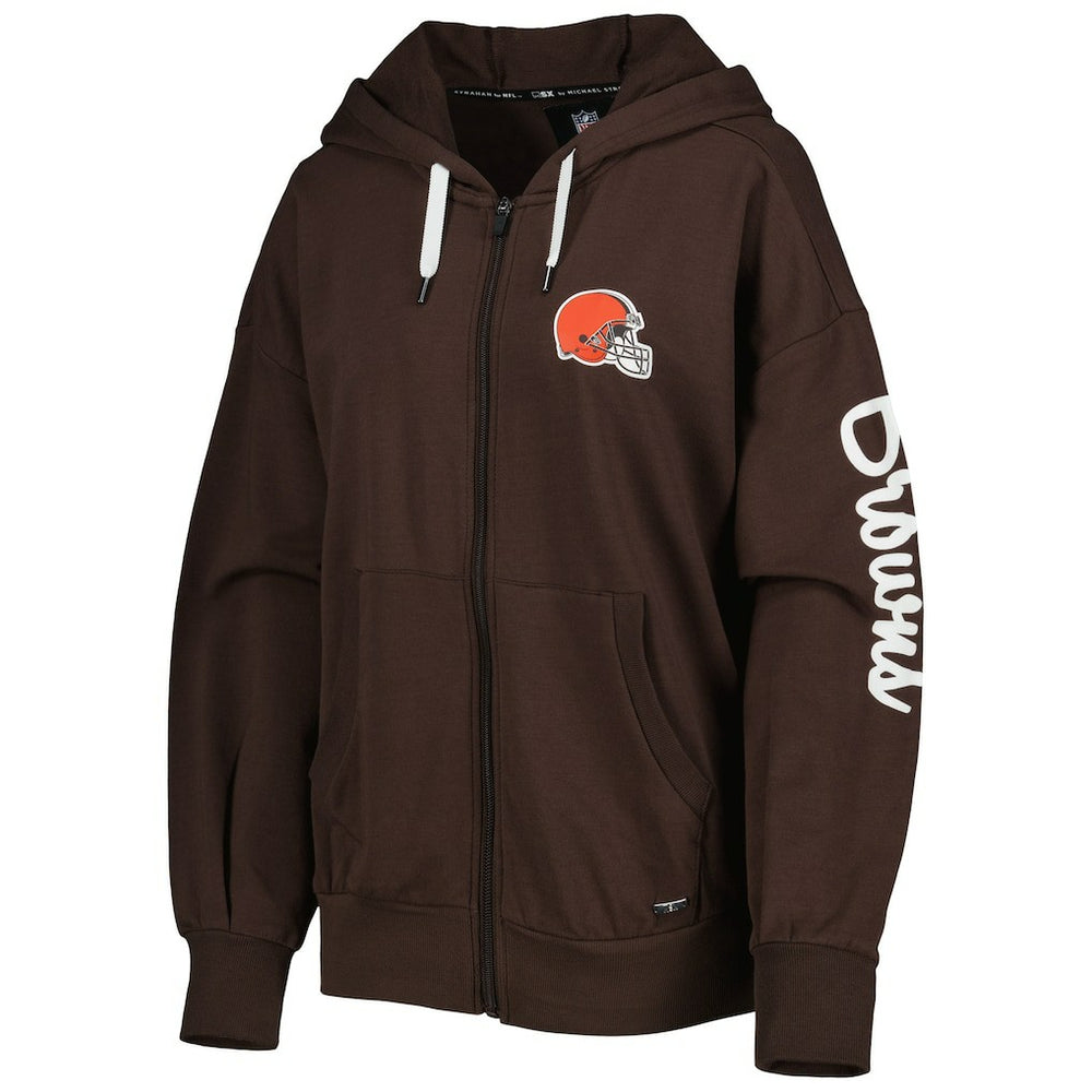 Cleveland Browns MSX by Michael Strahan Women's Emerson Lightweight Full-Zip Hoodie Brown | NFL