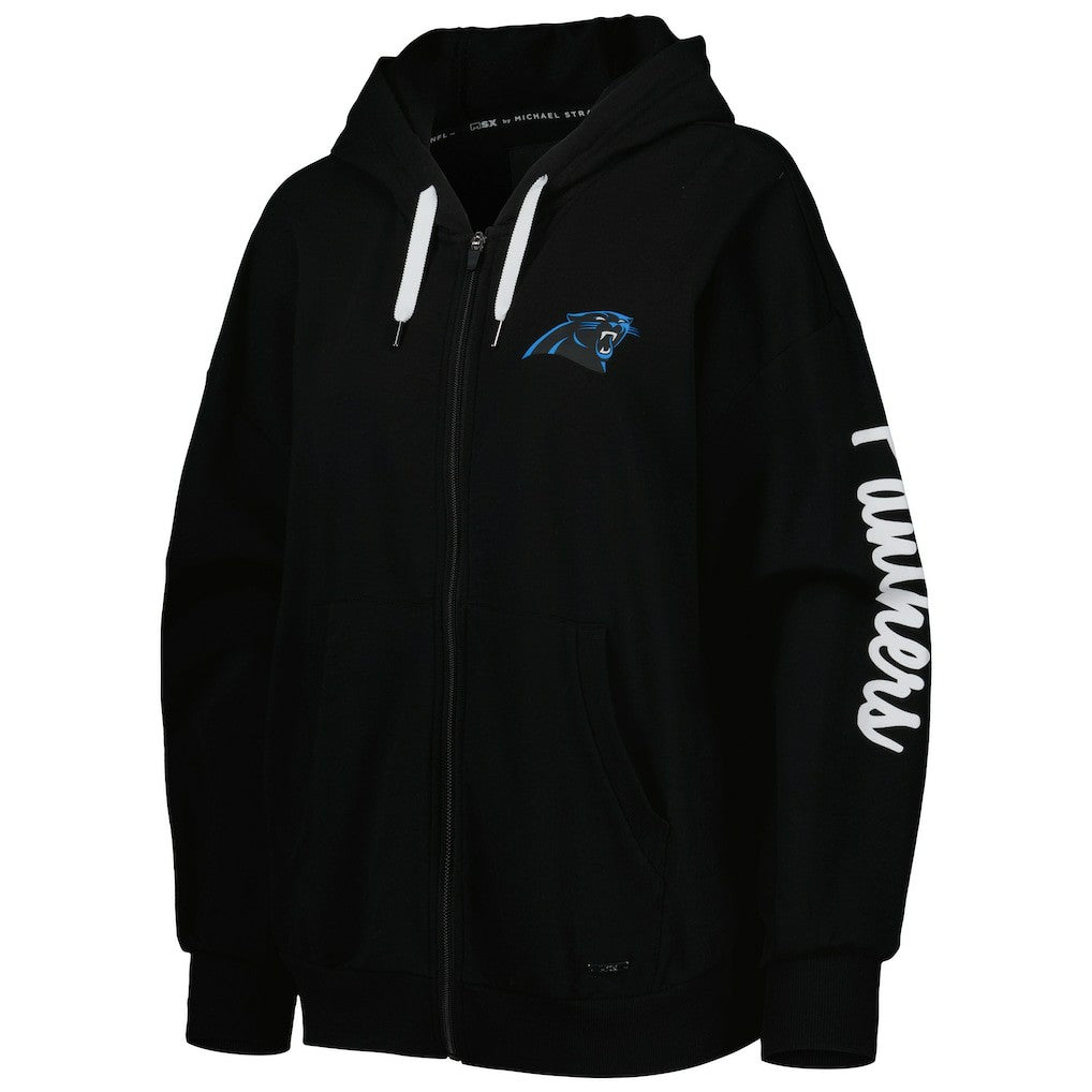 Carolina Panthers MSX by Michael Strahan Women's Emerson Lightweight Full-Zip Hoodie Black | NFL