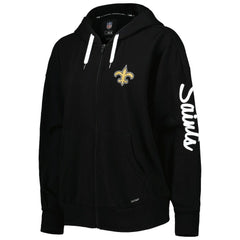 New Orleans Saints MSX by Michael Strahan Women's Emerson Lightweight Full-Zip Hoodie Black | NFL