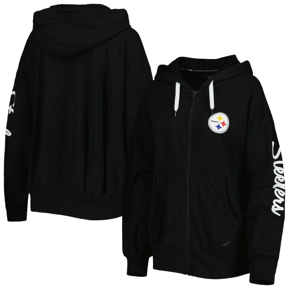 Pittsburgh Steelers MSX by Michael Strahan Women's Emerson Lightweight Full-Zip Hoodie Black | NFL