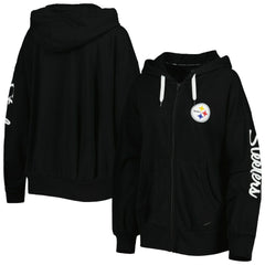 Pittsburgh Steelers MSX by Michael Strahan Women's Emerson Lightweight Full-Zip Hoodie Black | NFL