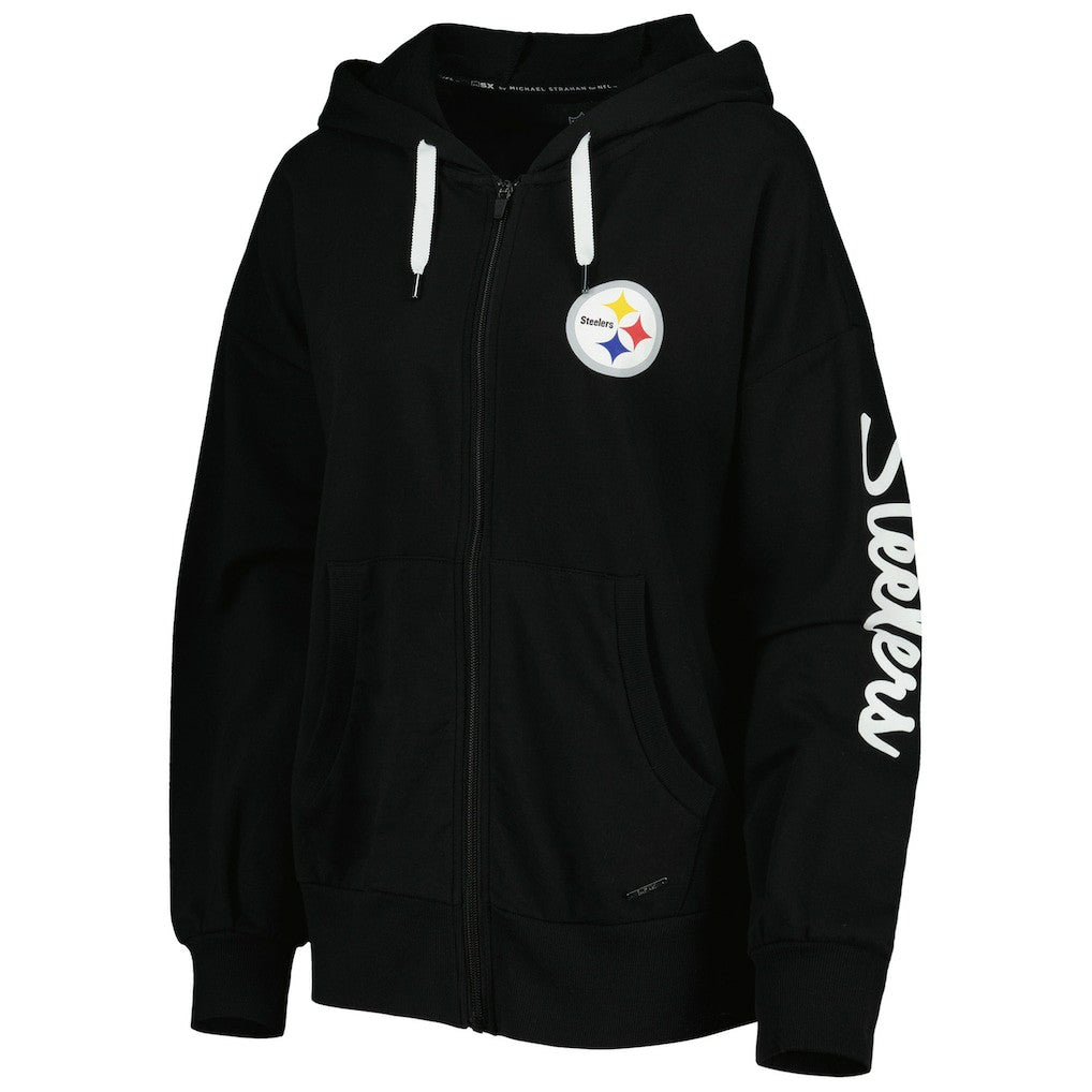 Pittsburgh Steelers MSX by Michael Strahan Women's Emerson Lightweight Full-Zip Hoodie Black | NFL
