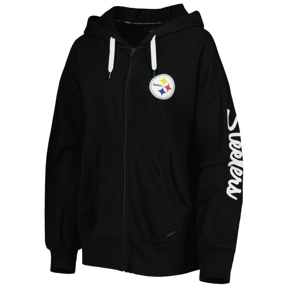 Pittsburgh Steelers MSX by Michael Strahan Women's Emerson Lightweight Full-Zip Hoodie Black | NFL