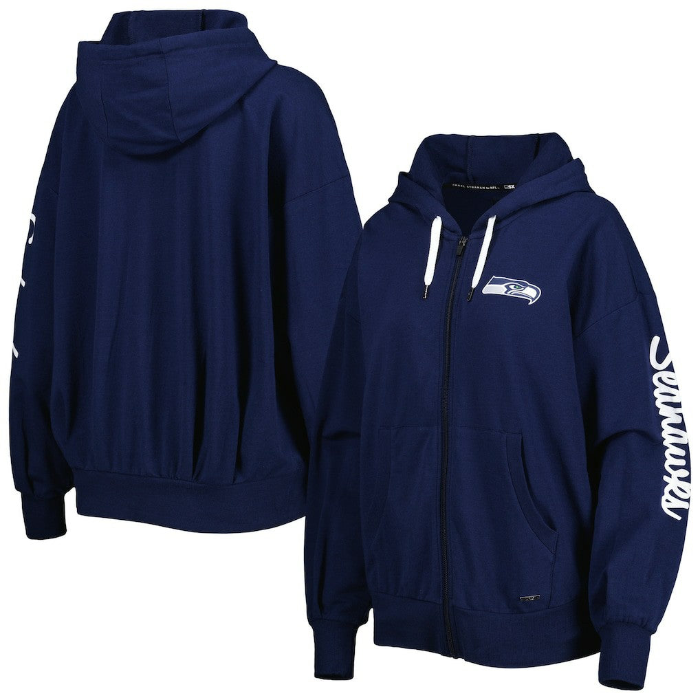 Seattle Seahawks MSX by Michael Strahan Women's Emerson Lightweight Full-Zip Hoodie College Navy | NFL