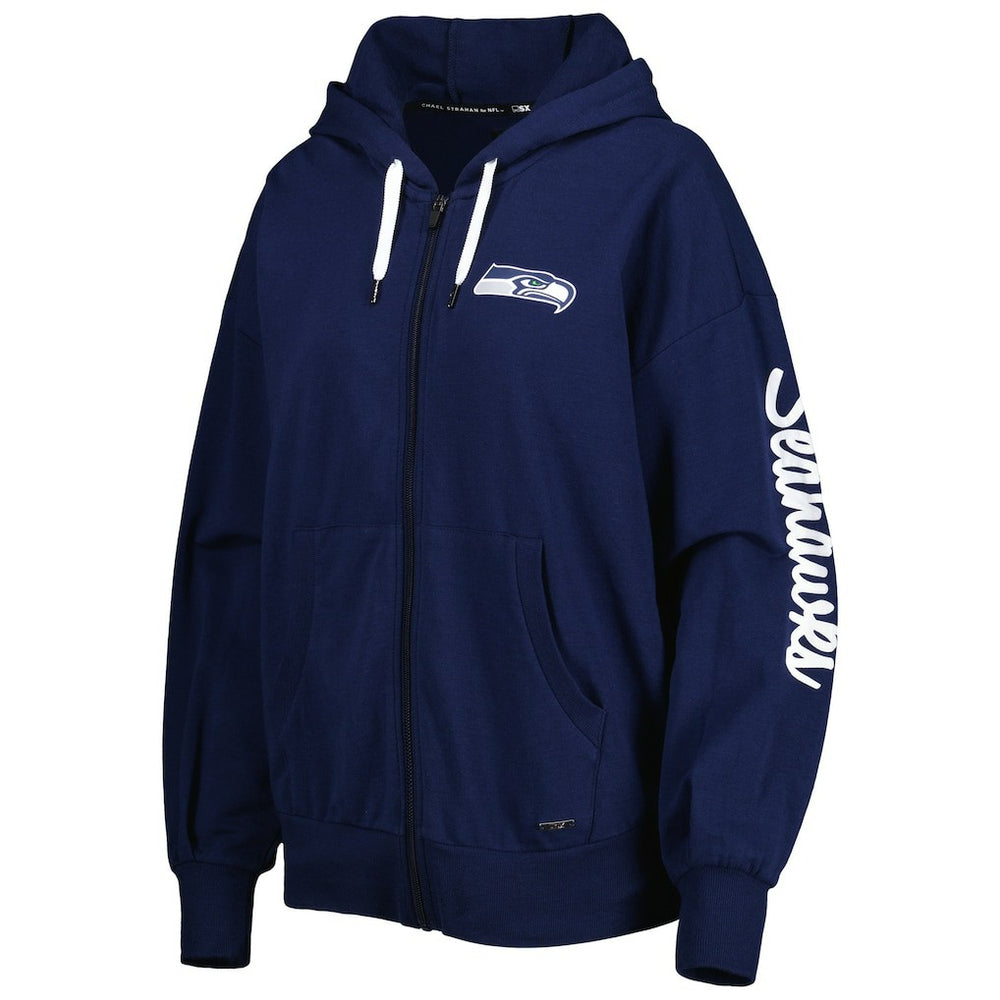 Seattle Seahawks MSX by Michael Strahan Women's Emerson Lightweight Full-Zip Hoodie College Navy | NFL