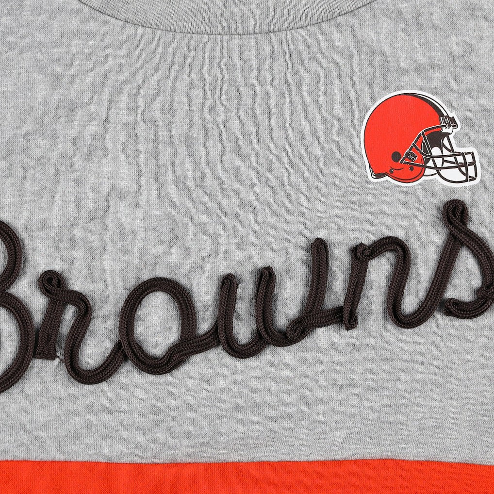 Cleveland Browns Touch Women's Outfield Deep V-Back Waist Length Pullover Sweatshirt Heather Gray/Brown | NFL