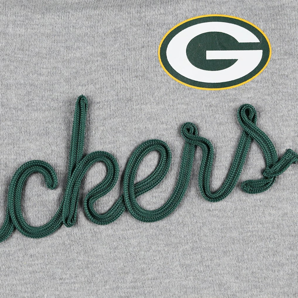Green Bay Packers Touch Women's Outfield Deep V-Back Waist Length Pullover Sweatshirt Heather Gray/Green | NFL
