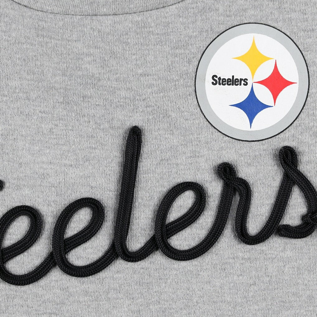 Pittsburgh Steelers Touch Women's Outfield Deep V-Back Waist Length Pullover Sweatshirt Heather Gray/Black | NFL