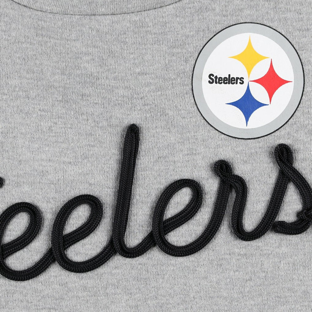 Pittsburgh Steelers Touch Women's Outfield Deep V-Back Waist Length Pullover Sweatshirt Heather Gray/Black | NFL