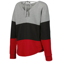 Tampa Bay Buccaneers Touch Women's Outfield Deep V-Back Waist Length Pullover Sweatshirt Heather Gray/Red | NFL