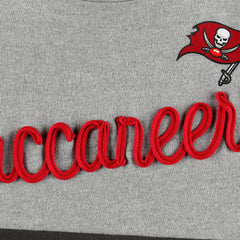 Tampa Bay Buccaneers Touch Women's Outfield Deep V-Back Waist Length Pullover Sweatshirt Heather Gray/Red | NFL