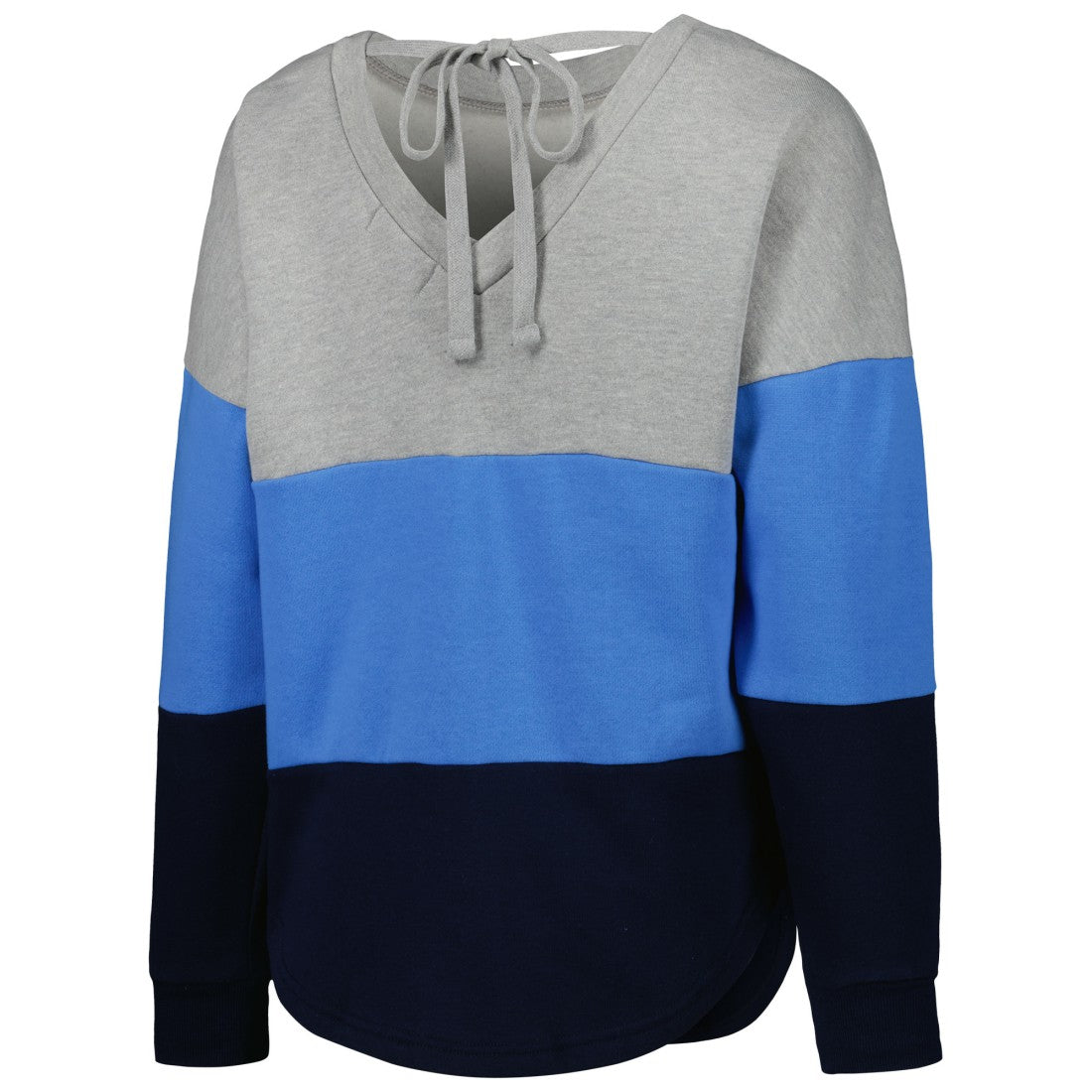 Tennessee Titans Touch Women's Outfield Deep V-Back Waist Length Pullover Sweatshirt Heather Gray/Navy | NFL