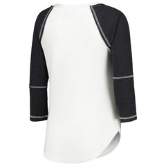 Las Vegas Raiders Touch Women's Rebel Raglan Tri-Blend 3/4-Sleeve Lace-Up V-Neck T-Shirt White/Black | NFL