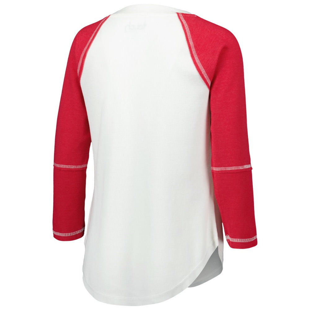 Tampa Bay Buccaneers Touch Women's Rebel Raglan Tri-Blend 3/4-Sleeve Lace-Up V-Neck T-Shirt White/Red | NFL