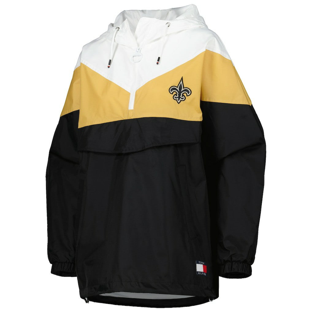 New Orleans Saints Tommy Hilfiger Women's Staci Half-Zip Hoodie Windbreaker Jacket White/Gold | NFL
