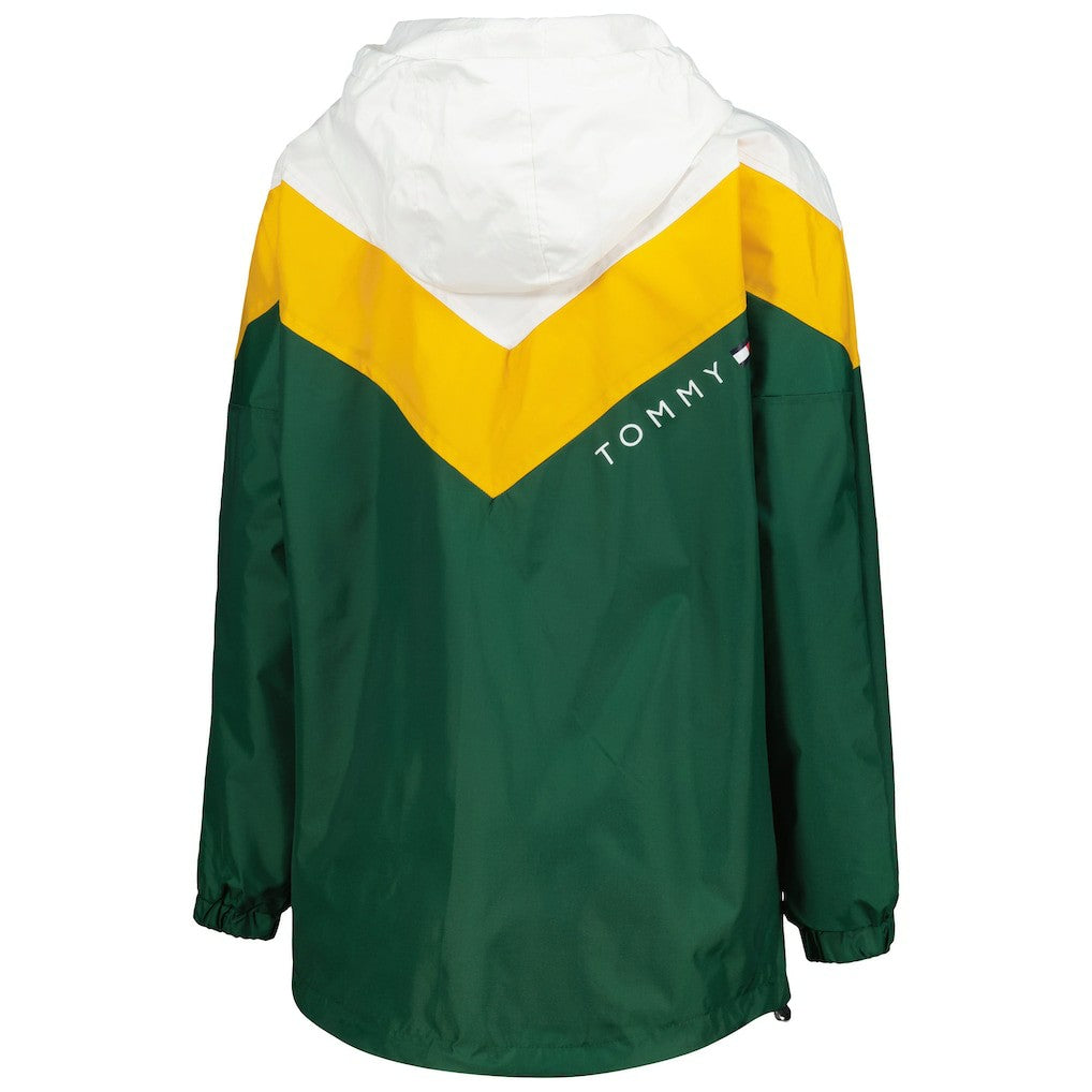Green Bay Packers Tommy Hilfiger Women's Staci Half-Zip Hoodie Windbreaker Jacket White/Gold | NFL