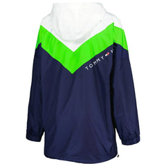 Seattle Seahawks Tommy Hilfiger Women's Staci Half-Zip Hoodie Windbreaker Jacket White/Neon Green | NFL