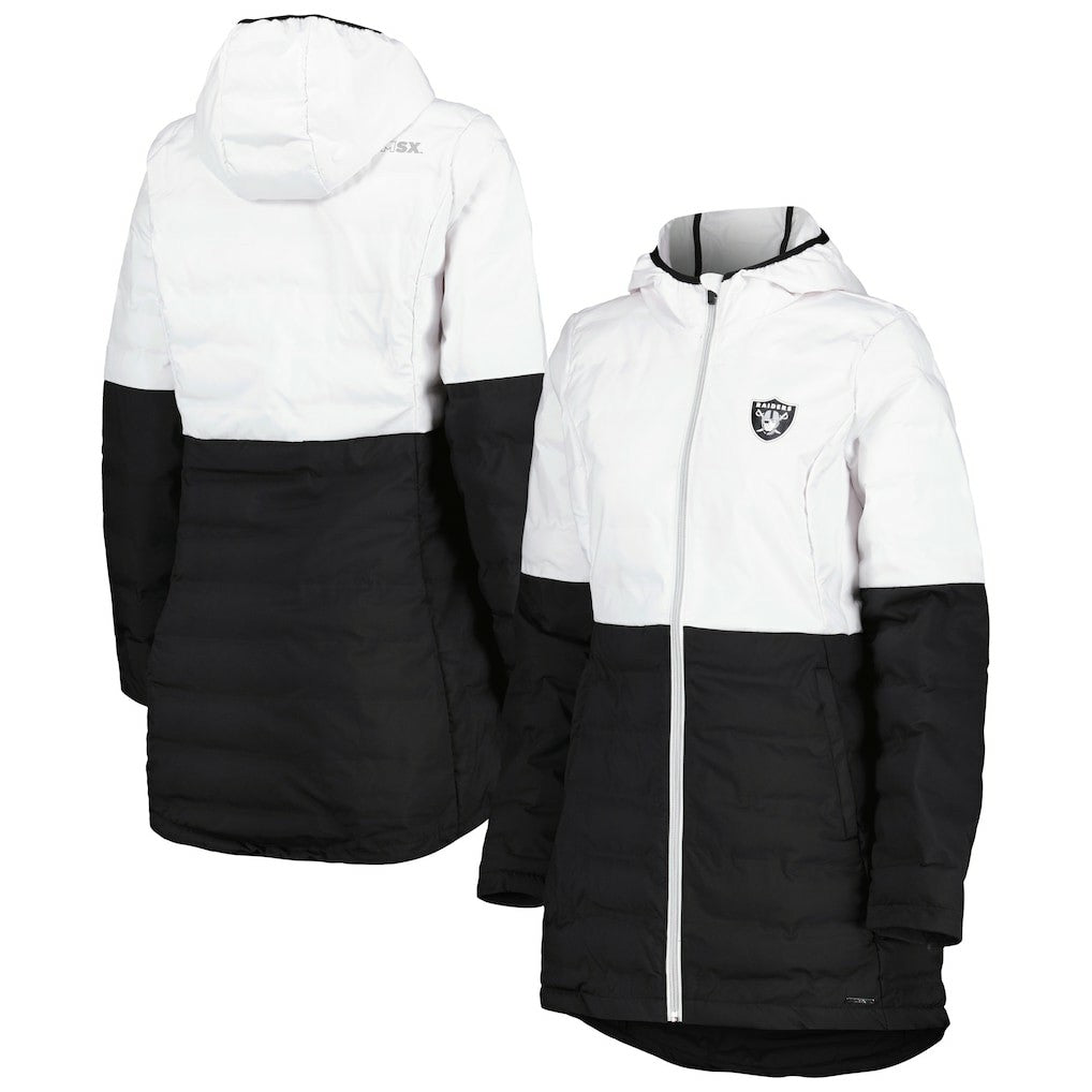 Las Vegas Raiders MSX by Michael Strahan Women's Willow Quilted Hoodie Full-Zip Jacket White/Black | NFL