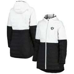 Las Vegas Raiders MSX by Michael Strahan Women's Willow Quilted Hoodie Full-Zip Jacket White/Black | NFL
