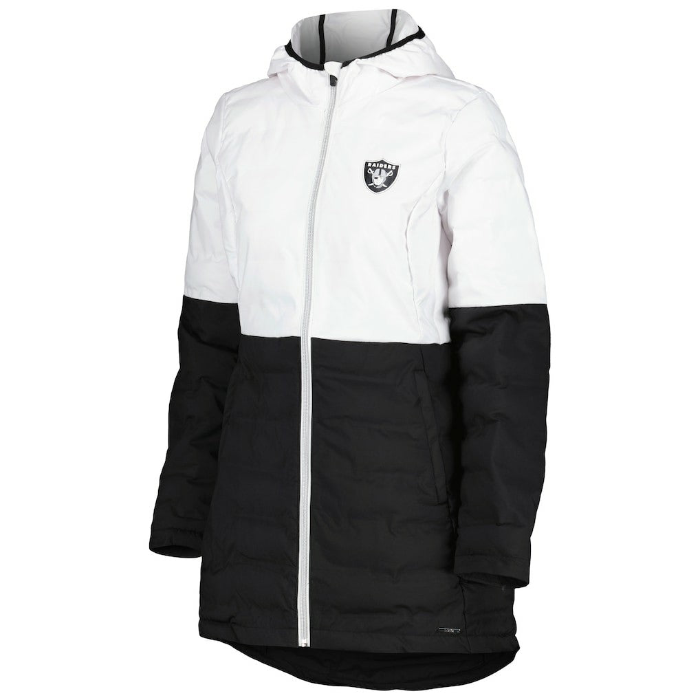 Las Vegas Raiders MSX by Michael Strahan Women's Willow Quilted Hoodie Full-Zip Jacket White/Black | NFL